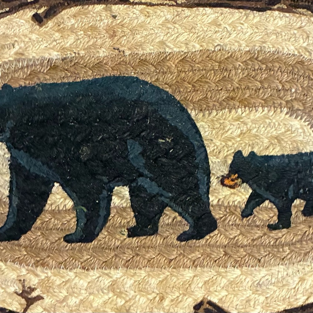 Capitol Earth Mama & Baby Bear Placemats 5-piece Jute 18x13 Jan Harless Rustic - Picture 8 of 10